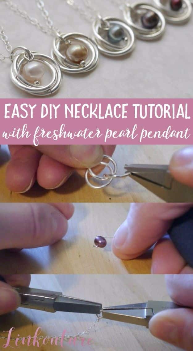 DIY Necklace Ideas - Easy DIY Necklace With Freshwater Pearl Pendant - Easy Handmade Necklaces with Step by Step Tutorials - Pendant, Beads, Statement, Choker, Layered Boho, Chain and Simple Looks - Creative Jewlery Making Ideas for Women and Teens, Girls - Crafts and Cool Fashion Ideas for Women, Teens and Teenagers #necklaces #diyjewelry #jewelrymaking #teencrafts