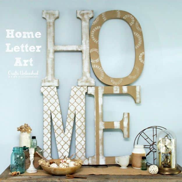 DIY Wall Letters and Word Signs - Extra Large DIY Letter Home Art - Initials Wall Art for Creative Home Decor Ideas - Cool Architectural Letter Projects and Wall Art Tutorials for Living Room Decor, Bedroom Ideas. Girl or Boy Nursery. Paint, Glitter, String Art, Easy Cardboard and Rustic Wooden Ideas - DIY Projects and Crafts by DIY JOY #diysigns #diyideas #diyhomedecor