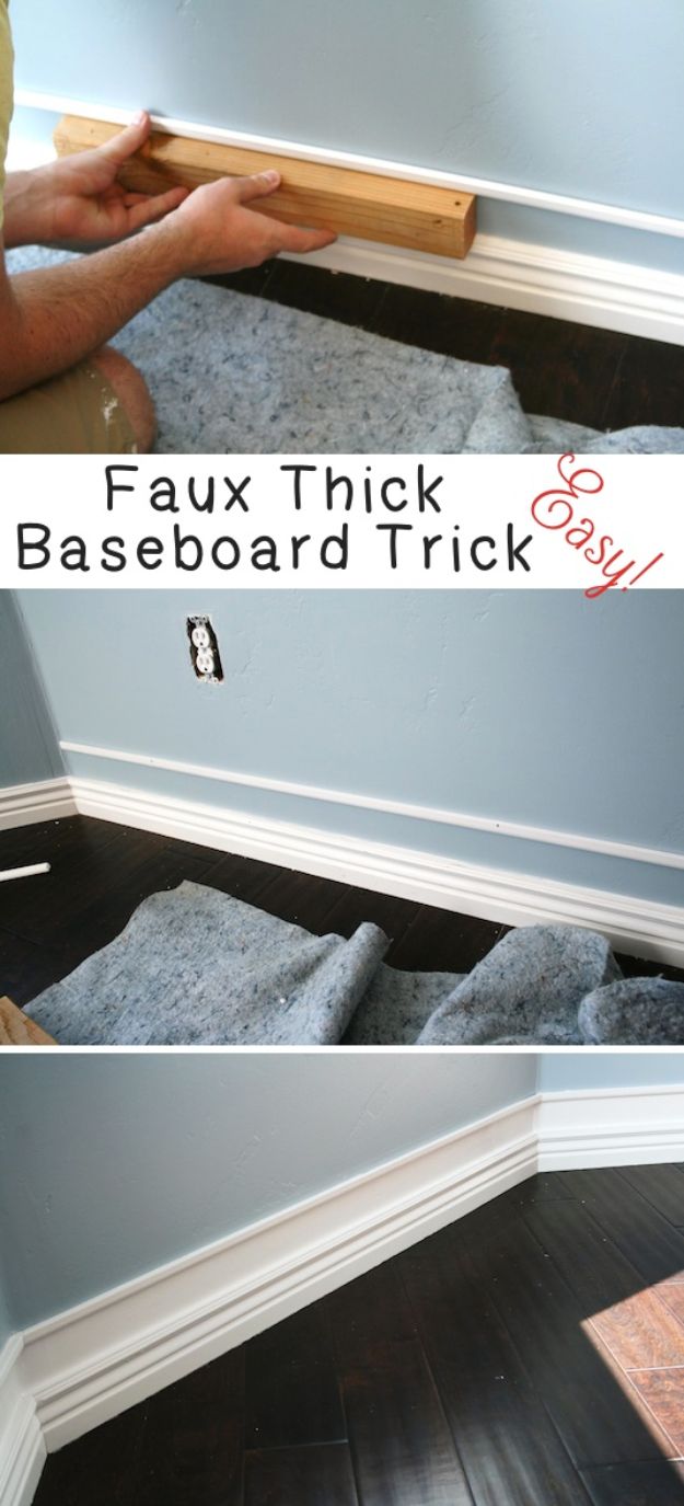 DIY Home Improvement On A Budget - Faux Thick Baseboard - Easy and Cheap Do It Yourself Tutorials for Updating and Renovating Your House - Home Decor Tips and Tricks, Remodeling and Decorating Hacks - DIY Projects and Crafts by DIY JOY #diy