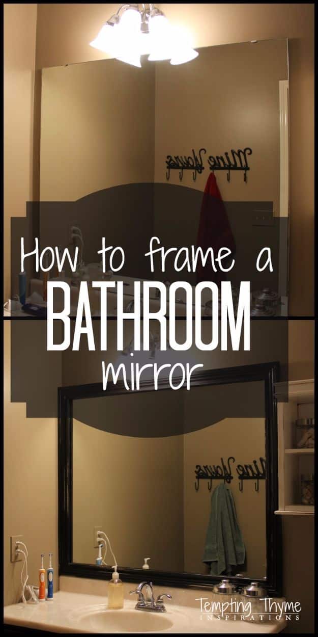 DIY Home Improvement On A Budget - Frame A Bathroom Mirror - Easy and Cheap Do It Yourself Tutorials for Updating and Renovating Your House - Home Decor Tips and Tricks, Remodeling and Decorating Hacks - DIY Projects and Crafts by DIY JOY #diy