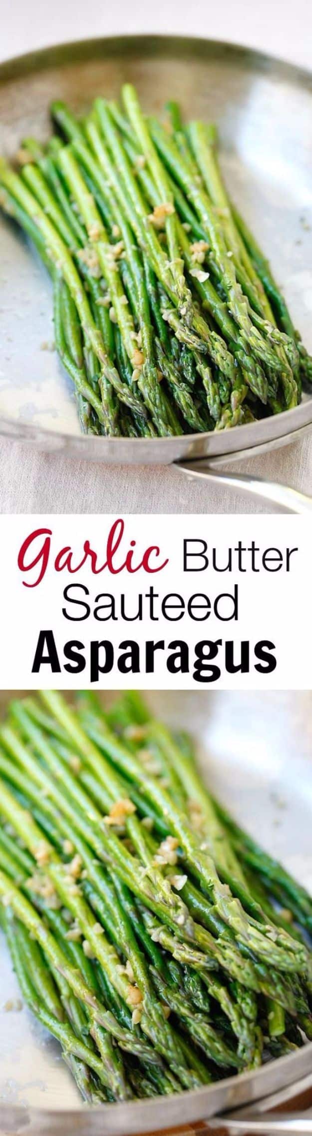 Best Easter Dinner Recipes - Garlic Butter Sauteed Asparagus - Easy Recipe Ideas for Easter Dinners and Holiday Meals for Families - Side Dishes, Slow Cooker Recipe Tutorials, Main Courses, Traditional Meat, Vegetable and Dessert Ideas - Desserts, Pies, Cakes, Ham and Beef, Lamb - DIY Projects and Crafts by DIY JOY 