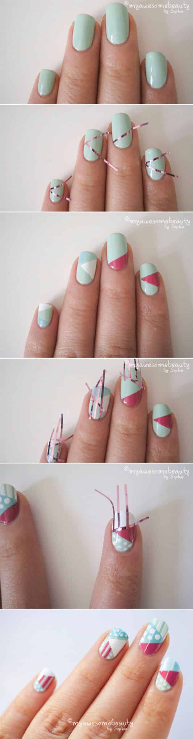 Easy Ways to Paint Nails - Geometric Nails - Quick Tips and Tricks for Manicures at Home - Nail Designs and Art Ideas for Simple DIY Pedicures and Manicure at Home - Hacks and Tutorials with Cool Step by Step Instructions and Tutorials - DIY Projects and Crafts by DIY JOY 