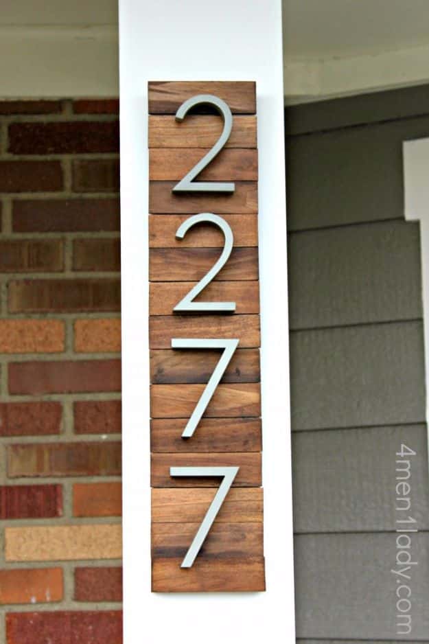 DIY Home Improvement On A Budget - House Number From Paint Stirrers - Easy and Cheap Do It Yourself Tutorials for Updating and Renovating Your House - Home Decor Tips and Tricks, Remodeling and Decorating Hacks - DIY Projects and Crafts by DIY JOY #diy