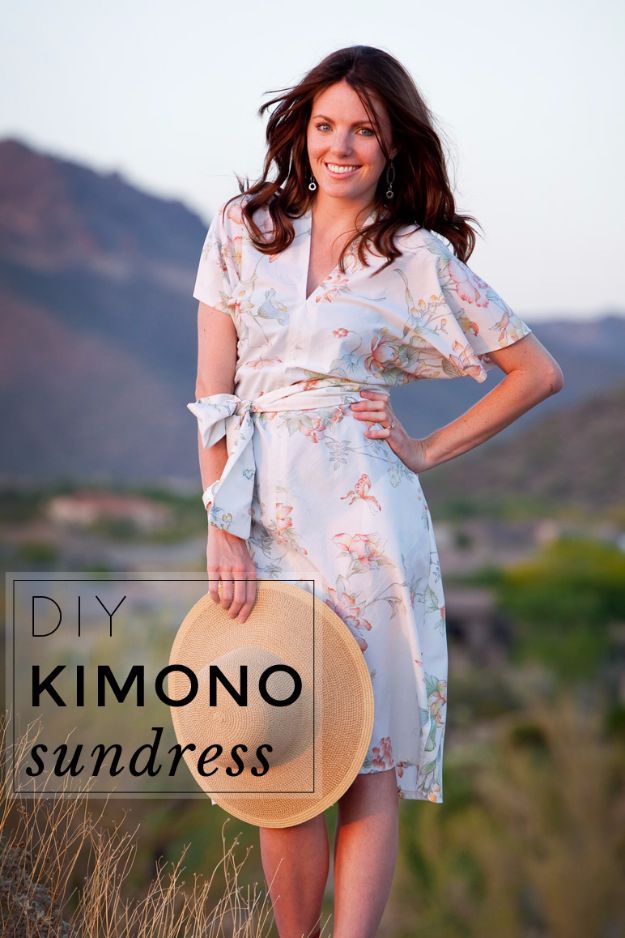 DIY Dresses to Sew for Summer - Kimono Sundress - Best Free Patterns For Dress Ideas - Easy and Cheap Clothes to Make for Women and Teens - Step by Step Sewing Projects - Short, Summer, Winter, Fall, Inexpensive DIY Fashion 