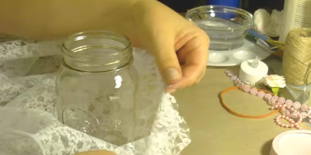 She Puts Lace On A Mason Jar For A Romantic Effect Then What She Adds Next Completes It! | DIY Joy Projects and Crafts Ideas