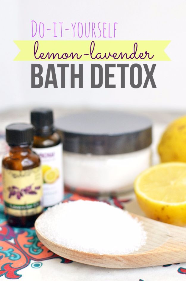 DIY Lavender Recipes and Project Ideas - Lemon-Lavender Bath Detox - Food, Beauty, Baking Tutorials, Desserts and Drinks Made With Fresh and Dried Lavender - Savory Lavender Recipe Ideas, Healthy and Vegan #lavender #diy