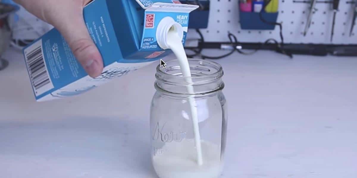 Watch The Magic That Happens When He Pours Heavy Cream Into A Mason Jar And Shakes It! | DIY Joy Projects and Crafts Ideas