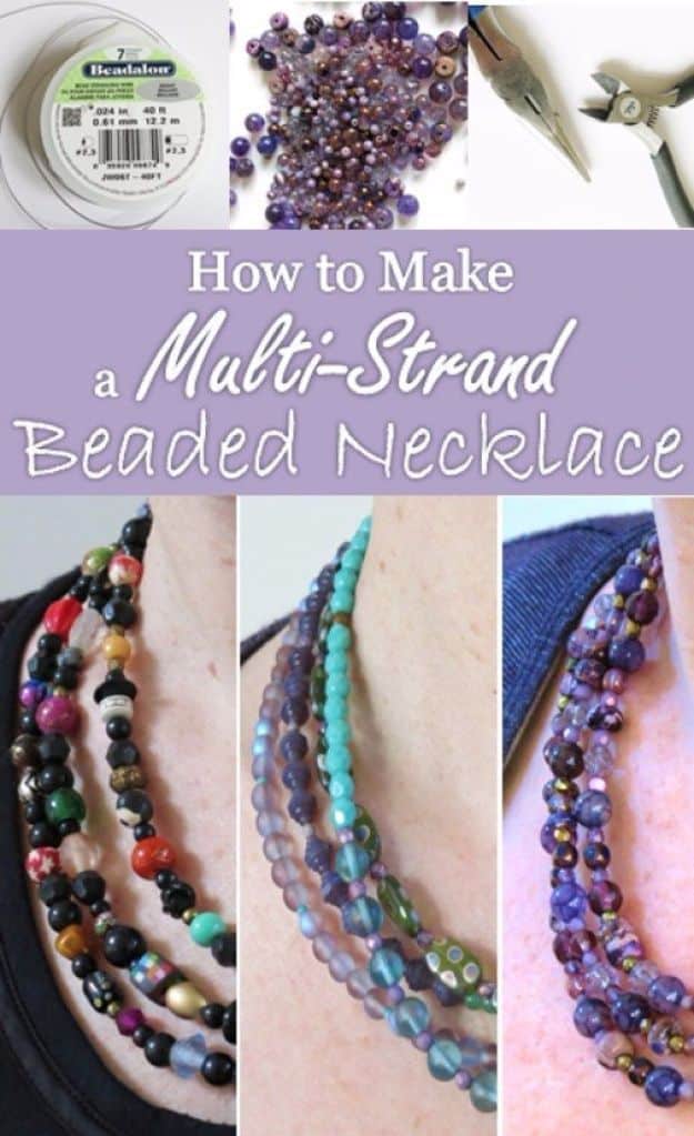 DIY Necklace Ideas - Multi Strand Beaded Necklace - Easy Handmade Necklaces with Step by Step Tutorials - Pendant, Beads, Statement, Choker, Layered Boho, Chain and Simple Looks - Creative Jewlery Making Ideas for Women and Teens, Girls - Crafts and Cool Fashion Ideas for Women, Teens and Teenagers #necklaces #diyjewelry #jewelrymaking #teencrafts