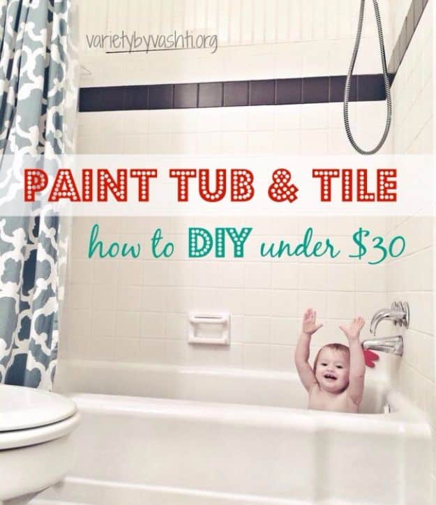 DIY Home Improvement On A Budget - Paint Tub & Tile - Easy and Cheap Do It Yourself Tutorials for Updating and Renovating Your House - Home Decor Tips and Tricks, Remodeling and Decorating Hacks - DIY Projects and Crafts by DIY JOY #diy #homeimprovement #diyhome #diyideas #diy