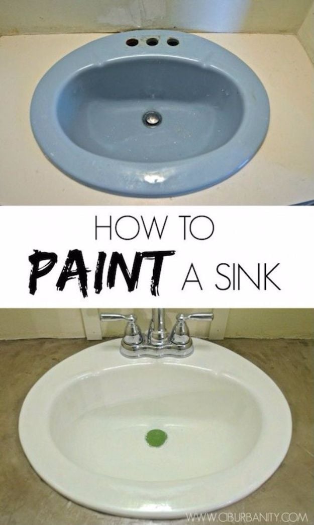 DIY Home Improvement On A Budget - Paint Your Old Sink - Easy and Cheap Do It Yourself Tutorials for Updating and Renovating Your House - Home Decor Tips and Tricks, Remodeling and Decorating Hacks - DIY Projects and Crafts by DIY JOY #diy