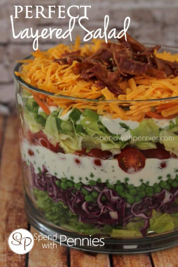 Best Dinner Salad Recipes - Perfect Layered Salad - Easy Salads to Make for Quick and Healthy Dinners - Healthy Chicken, Egg, Vegetarian, Steak and Shrimp Salad Ideas - Summer Side Dishes, Hearty Filling Meals, and Low Carb Options #saladrecipes #dinnerideas #salads #healthyrecipes