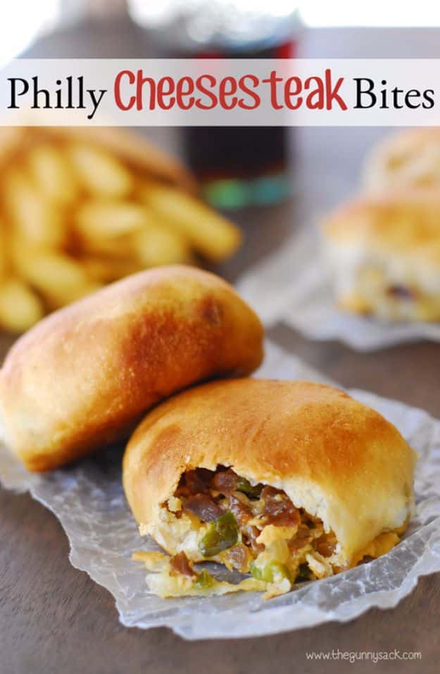 Best Canned Biscuit Recipes - Philly Cheesesteak Bites - Cool DIY Recipe Ideas You Can Make With A Can of Biscuits - Easy Breakfast, Lunch, Dinner and Desserts You Can Make From Pillsbury Pull Apart Biscuits - Garlic, Sour Cream, Ground Beef, Sweet and Savory, Ideas with Cheese - Delicious Meals on A Budget With Step by Step Tutorials 