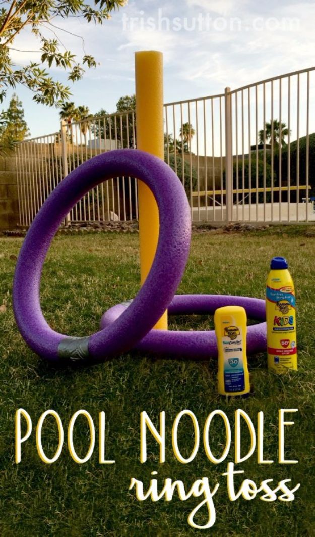 Best DIY Backyard Games - Pool Noodle Ring Toss - Cool DIY Yard Game Ideas for Adults, Teens and Kids - Easy Tutorials for Cornhole, Washers, Jenga, Tic Tac Toe and Horseshoes - Cool Projects for Outdoor Parties and Summer Family Fun Outside #diy #backyard #kids #games