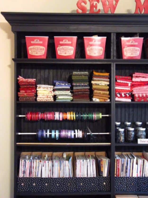 Cool DIY Ideas With Tension Rods - Ribbon Organizer - Quick Do It Yourself Projects, Easy Ways To Save Money, Hacks You Can Do With A Tension Rod - Window Treatments, Small Spaces, Apartments, Storage