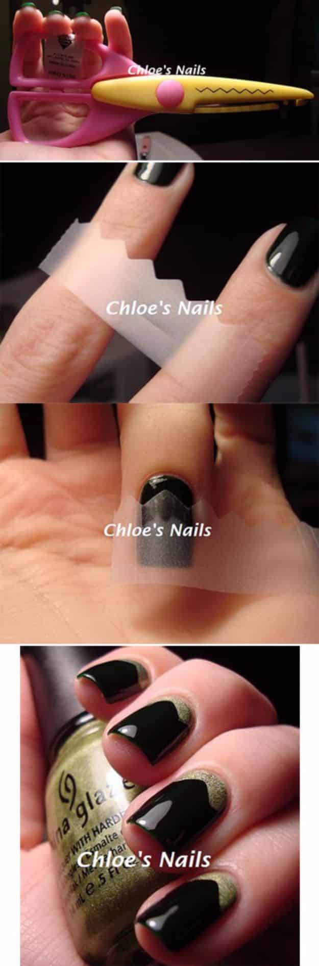 Easy Ways to Paint Nails - Scalloped Nails Using Shearing Scissors - Quick Tips and Tricks for Manicures at Home - Nail Designs and Art Ideas for Simple DIY Pedicures and Manicure at Home - Hacks and Tutorials with Cool Step by Step Instructions and Tutorials - DIY Projects and Crafts by DIY JOY 