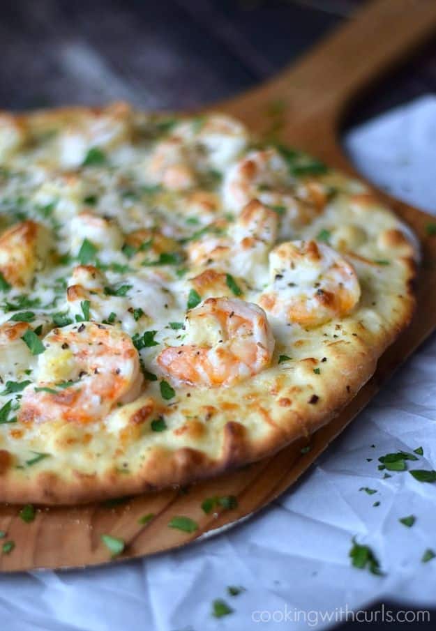 Best Pizza Recipes - Shrimp Scampi Pizza - Homemade Pizza Recipe Ideas for Healthy, Easy Dinner, Lunch and Snacks - How To Make Pizza Dough at Home - Step by Step Tutorials for Varieties with Pepperoni, Gourmet and Unique Tips With Pillsbury Biscuits, for Kids, With Chicken and French Bread - Thin Crust and Deep Dish Pizzas #pizza #recipes