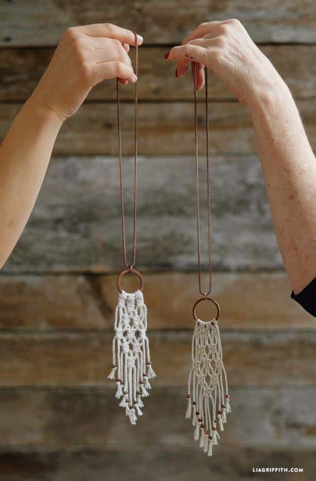 Cheap DIY Necklaces to Make - Simple DIY Macrame Necklace - Easy Handmade Necklaces with Step by Step Tutorials for Jewelry Making Ideas- Macrame Layered Boho, Chain and Simple Looks - Crafts and Cool Fashion Ideas for Women, Teens and Teenagers 