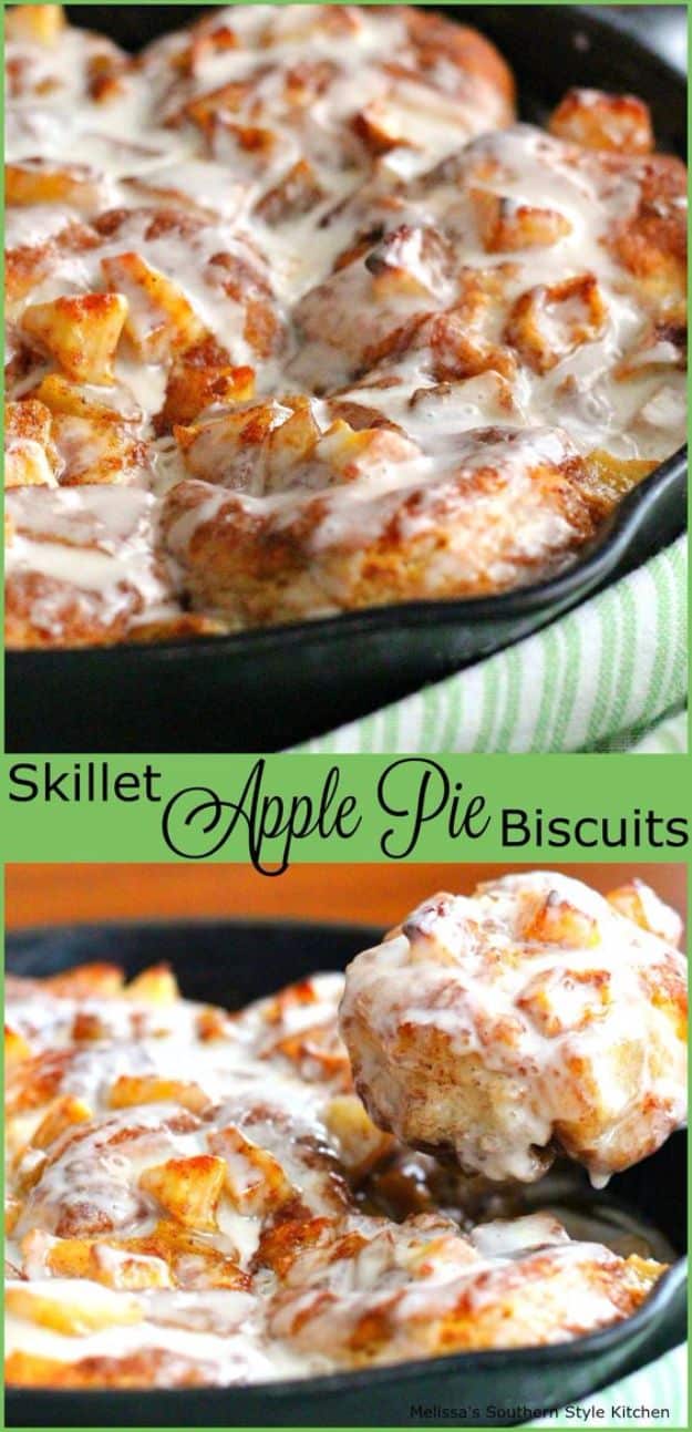 Best Canned Biscuit Recipes - Skillet Apple Pie Biscuits - Cool DIY Recipe Ideas You Can Make With A Can of Biscuits - Easy Breakfast, Lunch, Dinner and Desserts You Can Make From Pillsbury Pull Apart Biscuits - Garlic, Sour Cream, Ground Beef, Sweet and Savory, Ideas with Cheese - Delicious Meals on A Budget With Step by Step Tutorials 