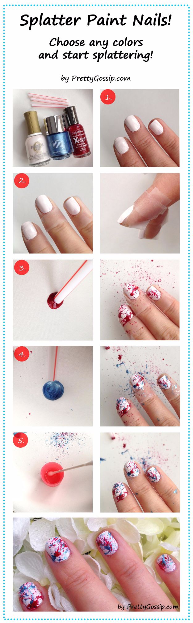 Easy Ways to Paint Nails - Splatter Paint Nails - Quick Tips and Tricks for Manicures at Home - Nail Designs and Art Ideas for Simple DIY Pedicures and Manicure at Home - Hacks and Tutorials with Cool Step by Step Instructions and Tutorials - DIY Projects and Crafts by DIY JOY 