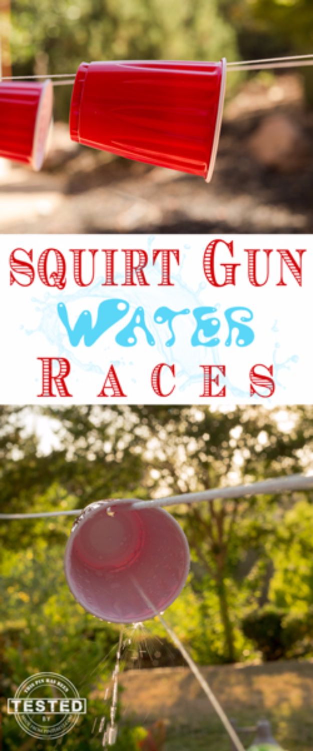 Best DIY Backyard Games - Squirt Gun Water Races - Cool DIY Yard Game Ideas for Adults, Teens and Kids - Easy Tutorials for Cornhole, Washers, Jenga, Tic Tac Toe and Horseshoes - Cool Projects for Outdoor Parties and Summer Family Fun Outside #diy #backyard #kids #games