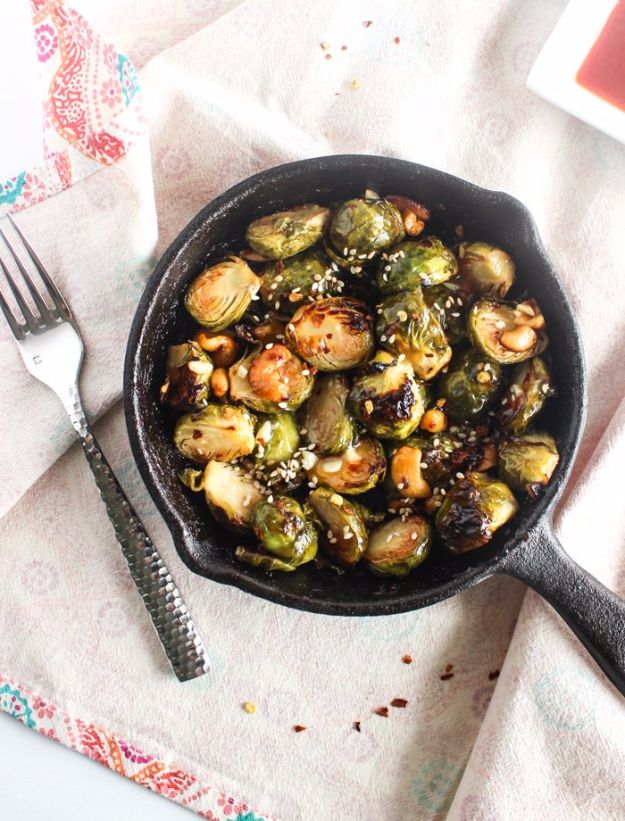 Best Brussel Sprout Recipes - Sweet Chili Brussels Sprouts - Easy and Quick Delicious Ideas for Making Brussel Sprouts With Bacon, Roasted, Creamy, Healthy, Baked, Sauteed, Crockpot, Grilled, Shredded and Salad Recipe Ideas #recipes