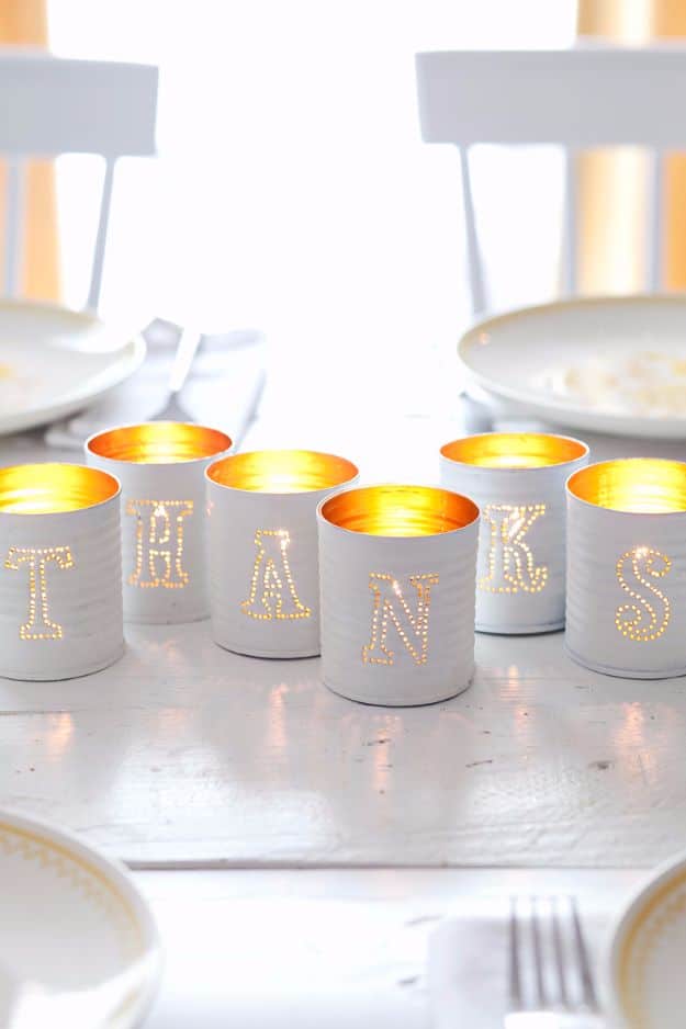 DIY Outdoors Wedding Ideas - Tin Punched Votive Candles - Step by Step Tutorials and Projects Ideas for Summer Brides - Lighting, Mason Jar Centerpieces, Table Decor, Party Favors, Guestbook Ideas, Signs, Flowers, Banners, Tablecloth #wedding #diy