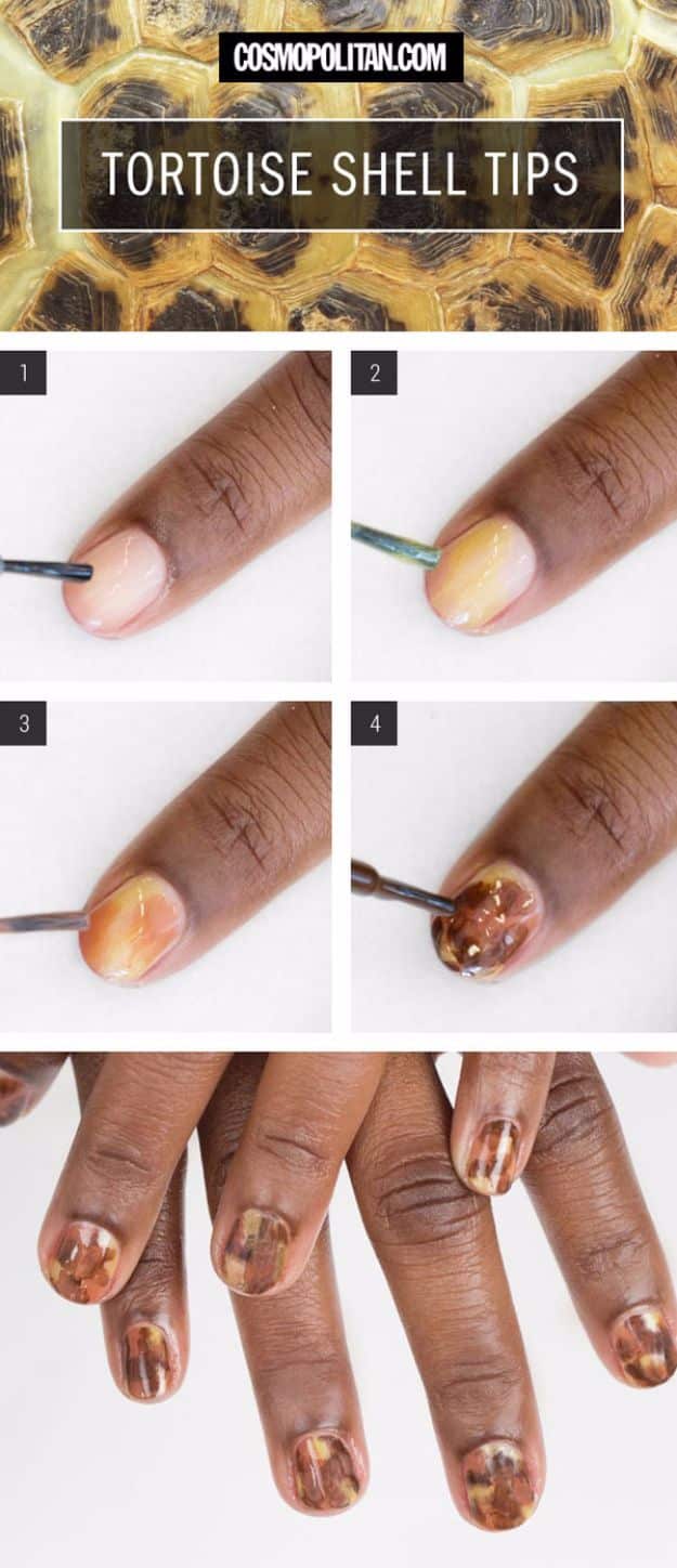 Easy Ways to Paint Nails - Tortoise Shell Tips - Quick Tips and Tricks for Manicures at Home - Nail Designs and Art Ideas for Simple DIY Pedicures and Manicure at Home - Hacks and Tutorials with Cool Step by Step Instructions and Tutorials - DIY Projects and Crafts by DIY JOY