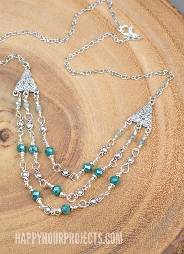 DIY Necklace Ideas - Triple Strand Crystal + Pewter DIY Necklace - Easy Handmade Necklaces with Step by Step Tutorials - Pendant, Beads, Statement, Choker, Layered Boho, Chain and Simple Looks - Creative Jewlery Making Ideas for Women and Teens, Girls - Crafts and Cool Fashion Ideas for Women, Teens and Teenagers #necklaces #diyjewelry #jewelrymaking #teencrafts