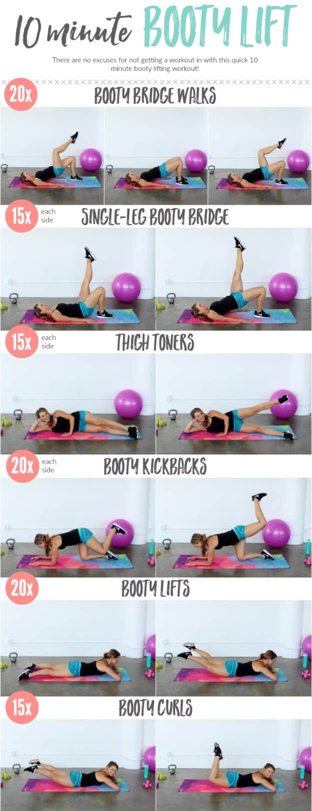 Best Quick At Home Workouts - 10 Minute Booty Lift - Easy Tutorials and Work Out Ideas for Strength Training and Exercises - Step by Step Tutorials for Butt Workouts, Abs Tummy and Stomach, Legs, Arms, Chest and Back - Fast 5 and 10 Minute Workouts You Can Do On Your Lunch Break, In Car, in Hotel #exercise #health