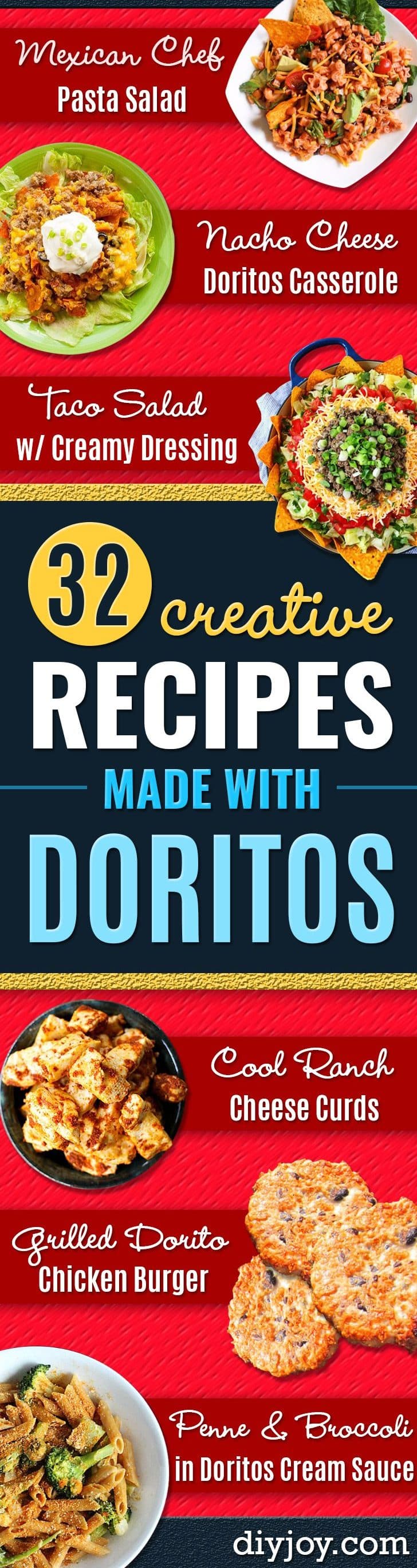 DIY Recipes Made With Doritos - Best Dorito Recipes for Casserole, Taco Salad, Chicken Dinners, Beef Casseroles, Nachos, Easy Cool Ranch Meals and Ideas for Dips, Snacks and Kids Recipe Tutorials - Quick Lunch Ideas and Recipes for Parties