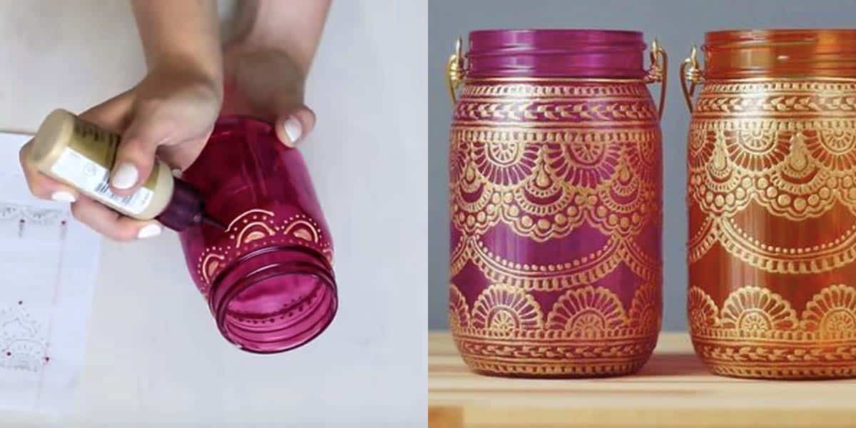 After Painting This Fabulous Design On A Mason Jar She Adds Something That Will Surprise You! | DIY Joy Projects and Crafts Ideas