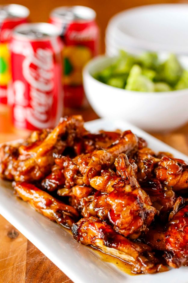 Best Coca Cola Recipes - Coca Cola Baked Chicken Wings - Make Awesome Coke Chicken, Coca Cola Cake, Meatballs, Sodas, Drinks, Sweets, Dinners, Meat, Slow Cooker and Recipe Ideas #cocacola #recipes #desserts