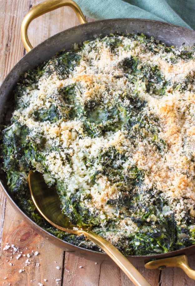 Best Spinach Recipes - Creamy Spinach Bake - Easy, Healthy Lowfat Recipe Ideas for Dinner, Salads, Lunches, Sides, Smoothies and Even Dessert - Qucik and Creative Ideas for Vegetables - Cheesy, Creamed, Country Style Favorites for Family and For Kids #recipes #vegetablerecipes #spinach