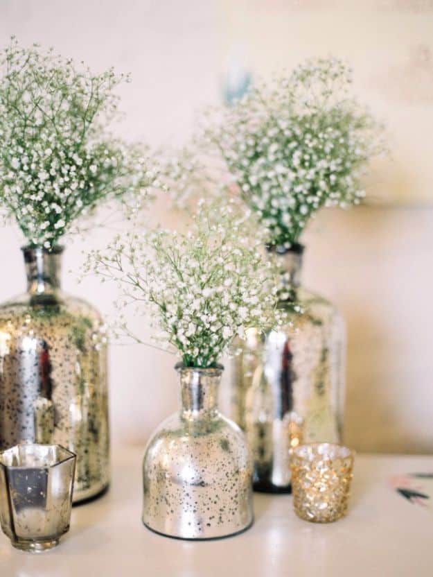 DIY Wedding Centerpieces - DIY Mercury Glass Centerpiece Vases - Do It Yourself Ideas for Brides and Best Centerpiece Ideas for Weddings - Step by Step Tutorials for Making Mason Jars, Rustic Crafts, Flowers, Modern Decor, Vintage and Cheap Ideas for Couples on A Budget Outdoor and Indoor Weddings #diyweddings #weddingcenterpieces #weddingdecorideas