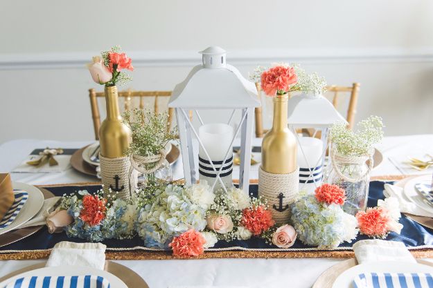 DIY Wedding Centerpieces - DIY Nautical Wedding Centerpiece - Do It Yourself Ideas for Brides and Best Centerpiece Ideas for Weddings - Step by Step Tutorials for Making Mason Jars, Rustic Crafts, Flowers, Modern Decor, Vintage and Cheap Ideas for Couples on A Budget Outdoor and Indoor Weddings #diyweddings #weddingcenterpieces #weddingdecorideas