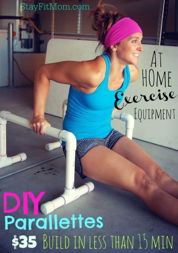 DIY Exercise Equipment Projects - DIY Parallettes - Homemade Weights and Strength Training Projects - How To Build Simple and Easy Fitness Equipment, Yoga Mats, PVC Pipe Ideas for Butt Workouts, Strength Training and Do It Yourself Workouts At Home t