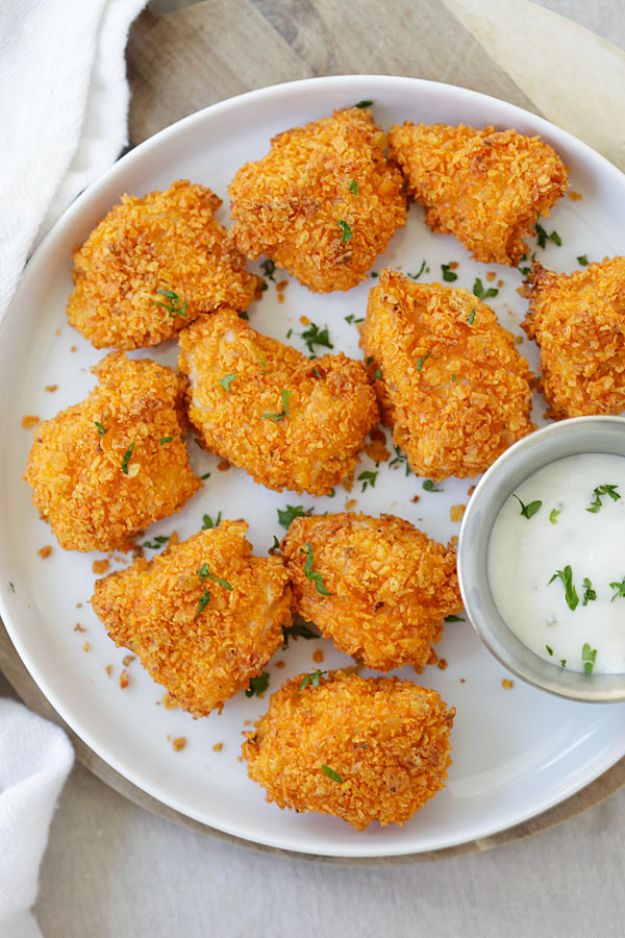 DIY Recipes Made With Doritos - Dorito Crusted Chicken Bites - Best Dorito Recipes for Casserole, Taco Salad, Chicken Dinners, Beef Casseroles, Nachos, Easy Cool Ranch Meals and Ideas for Dips, Snacks and Kids Recipe Tutorials - Quick Lunch Ideas and Recipes for Parties 