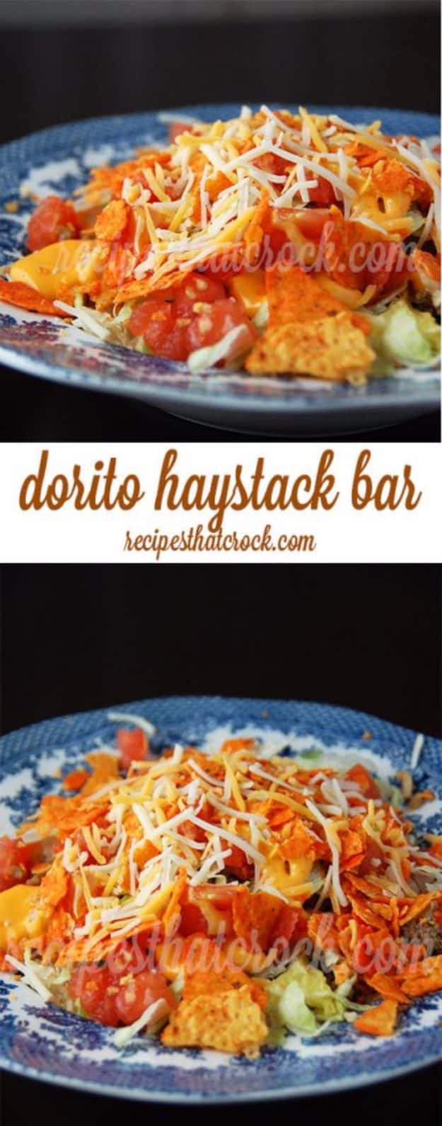 DIY Recipes Made With Doritos - Dorito Haystack Bar - Best Dorito Recipes for Casserole, Taco Salad, Chicken Dinners, Beef Casseroles, Nachos, Easy Cool Ranch Meals and Ideas for Dips, Snacks and Kids Recipe Tutorials - Quick Lunch Ideas and Recipes for Parties 