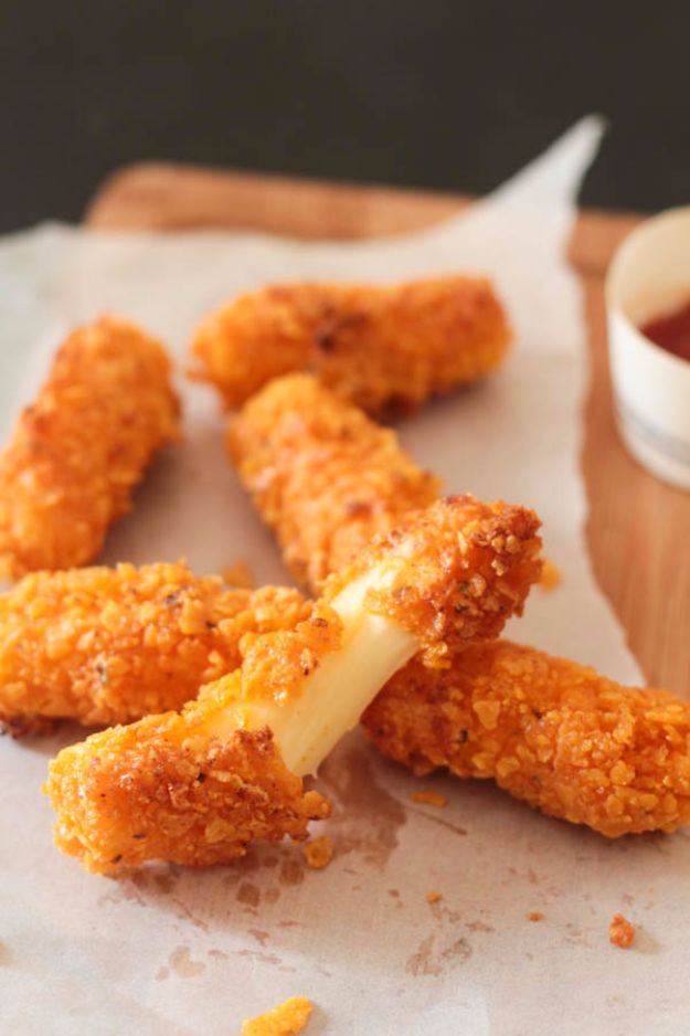 DIY Recipes Made With Doritos - Doritos Crusted Cheddar Cheese Sticks - Best Dorito Recipes for Casserole, Taco Salad, Chicken Dinners, Beef Casseroles, Nachos, Easy Cool Ranch Meals and Ideas for Dips, Snacks and Kids Recipe Tutorials - Quick Lunch Ideas and Recipes for Parties 