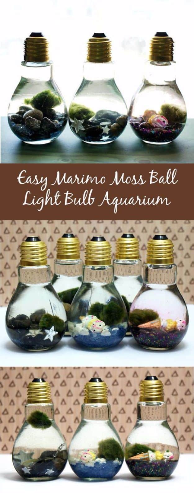 DIY Aquarium Ideas - Easy Marimo Moss Ball Light Bulb Aquarium - Cool and Easy Decorations for Tank Aquariums, Mason Jar, Wall and Stand Projects for Fish - Creative Background Ideas - Fun Tutorials for Kids to Make With Plants and Decor - Best Home Decor and Crafts by DIY JOY