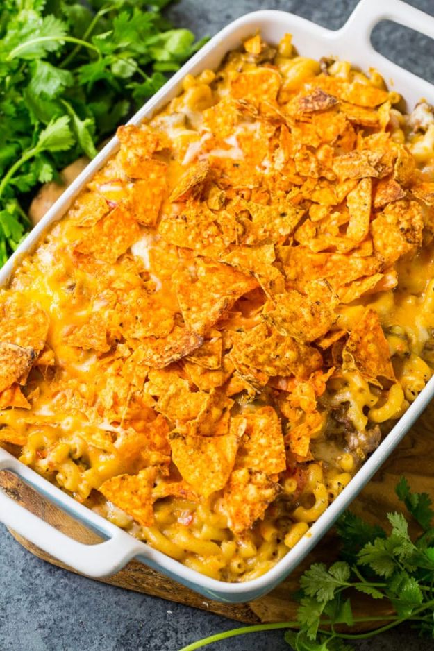 DIY Recipes Made With Doritos - Nacho Mac And Cheese - Best Dorito Recipes for Casserole, Taco Salad, Chicken Dinners, Beef Casseroles, Nachos, Easy Cool Ranch Meals and Ideas for Dips, Snacks and Kids Recipe Tutorials - Quick Lunch Ideas and Recipes for Parties 