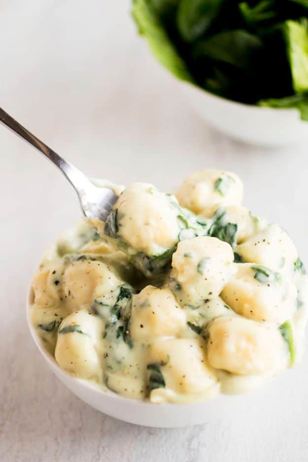 Best Spinach Recipes - Parmesan Spinach Gnocchi - Easy, Healthy Lowfat Recipe Ideas for Dinner, Salads, Lunches, Sides, Smoothies and Even Dessert - Qucik and Creative Ideas for Vegetables - Cheesy, Creamed, Country Style Favorites for Family and For Kids #recipes #vegetablerecipes #spinach