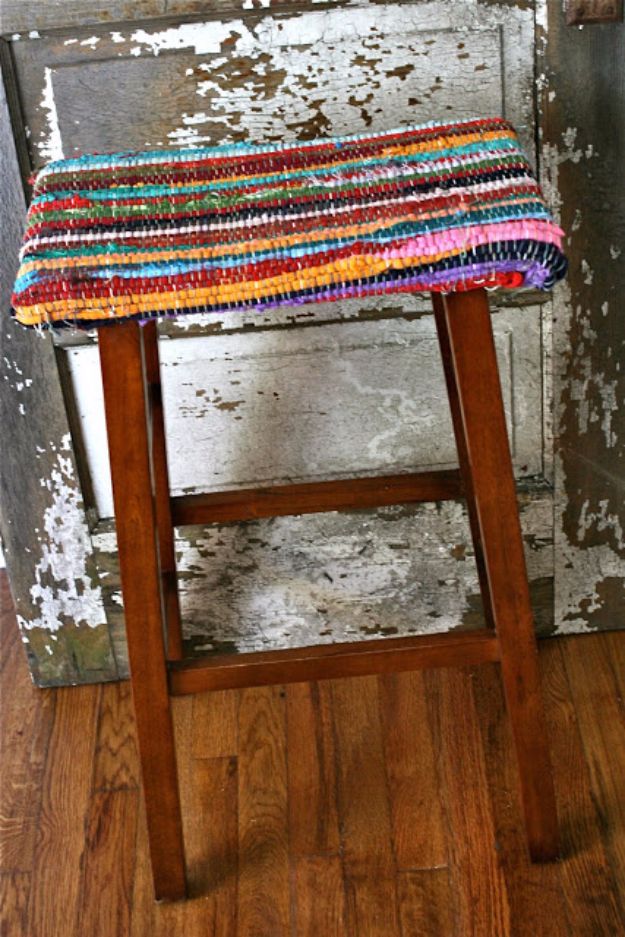 diy barstools - Rag Rug Stools - Easy and Cheap Ideas for Seating and Creative Home Decor - Do It Yourself Bar Stools for Modern, Rustic, Farmhouse, Shabby Chic, Industrial and Simple Classic Decor #barstools #diy