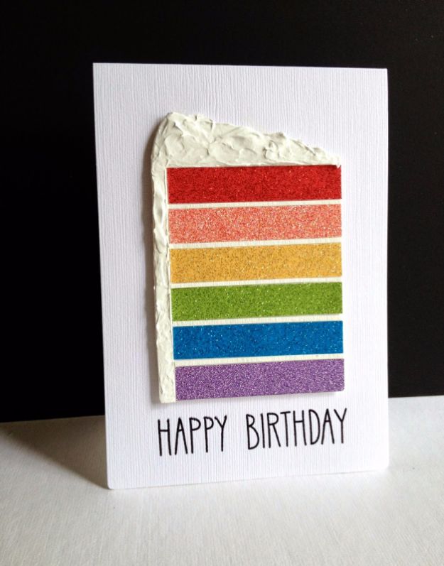 DIY Birthday Cards - Rainbow Birthday Cake Card - Easy and Cheap Handmade Birthday Cards To Make At Home - Cute Card Projects With Step by Step Tutorials are Perfect for Birthdays for Mom, Dad, Kids and Adults - Pop Up and Folded Cards, Creative Gift Card Holders and Fun Ideas With Cake #birthdayideas #birthdaycards