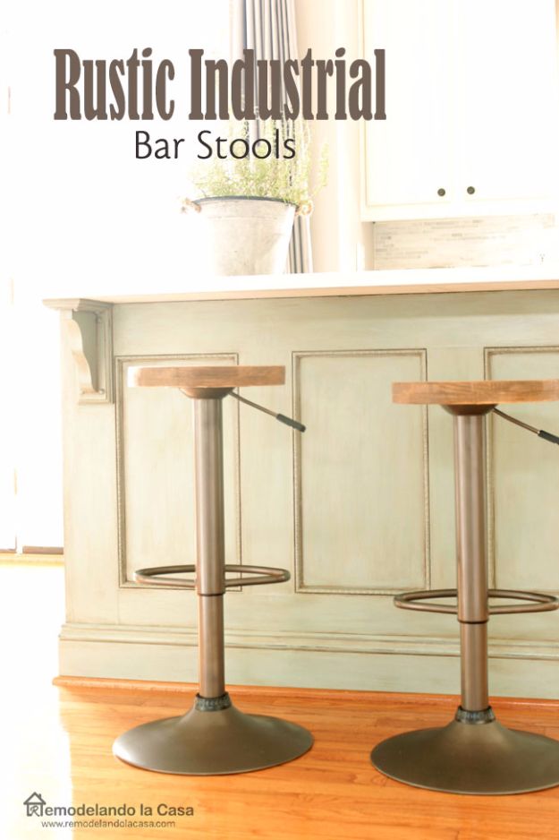 diy barstools - Rustic Industrial Bar Stools - Easy and Cheap Ideas for Seating and Creative Home Decor - Do It Yourself Bar Stools for Modern, Rustic, Farmhouse, Shabby Chic, Industrial and Simple Classic Decor #barstools #diy