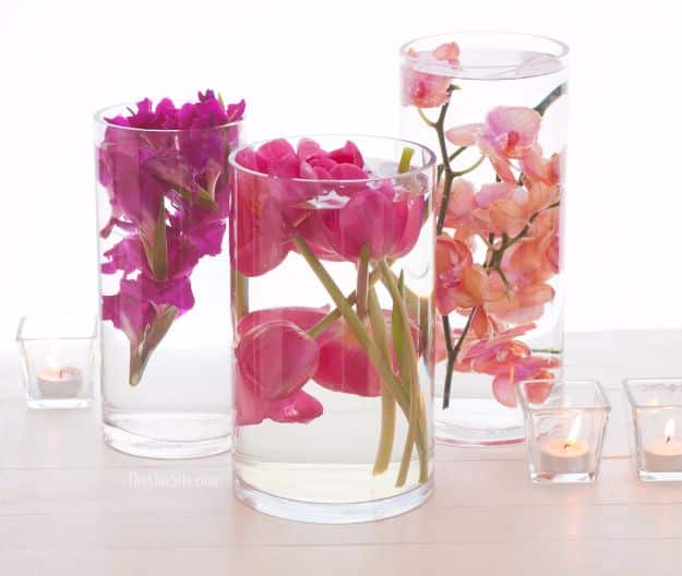 DIY Wedding Centerpieces - Submerged Flower Centerpiece - Do It Yourself Ideas for Brides and Best Centerpiece Ideas for Weddings - Step by Step Tutorials for Making Mason Jars, Rustic Crafts, Flowers, Modern Decor, Vintage and Cheap Ideas for Couples on A Budget Outdoor and Indoor Weddings #diyweddings #weddingcenterpieces #weddingdecorideas