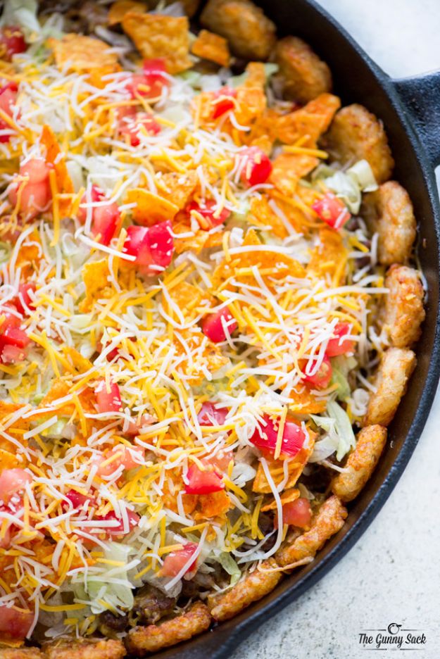 DIY Recipes Made With Doritos - Tater Tot Taco Pizza - Best Dorito Recipes for Casserole, Taco Salad, Chicken Dinners, Beef Casseroles, Nachos, Easy Cool Ranch Meals and Ideas for Dips, Snacks and Kids Recipe Tutorials - Quick Lunch Ideas and Recipes for Parties 