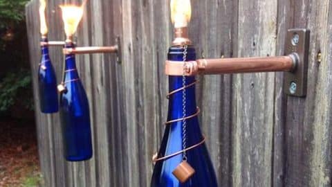 Make DIY Tiki Torches With Leftover Wine Bottles | DIY Joy Projects and Crafts Ideas