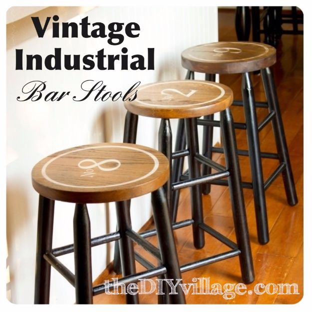 diy barstools - Vintage Industrial Bar Stools - Easy and Cheap Ideas for Seating and Creative Home Decor - Do It Yourself Bar Stools for Modern, Rustic, Farmhouse, Shabby Chic, Industrial and Simple Classic Decor #barstools #diy