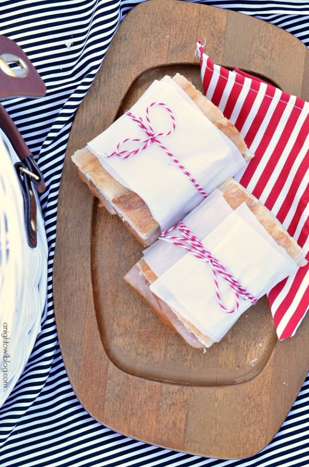 DIY Picnic Ideas - Wrap Sandwiches In Parchment - Cool Recipes and Tips for Picnics and Meals Outdoors - Recipes, Easy Sandwich Wraps, Blankets, Baskets and Carriers to Make for Fun Family Outings and Romantic Date Ideas - Mason Jar Drinks, Snack Holders, Utensil Caddy and Picnic Hacks 